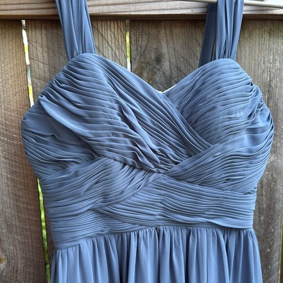 Revelry Zoe Chiffon Blue Ruched Sweetheart Gown Size 4 - Picture 4 of 6